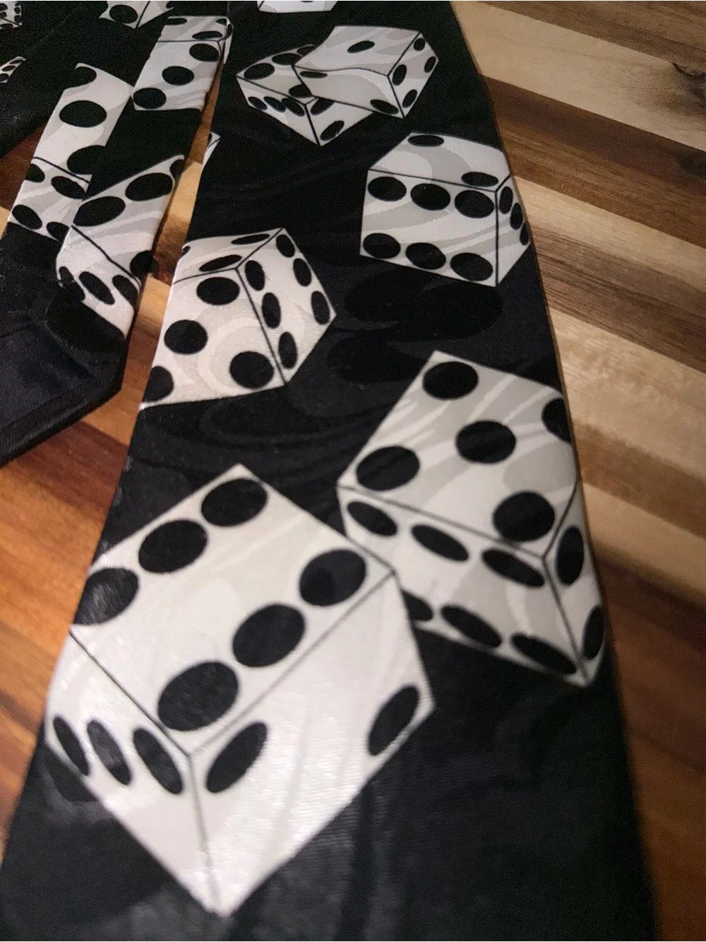 Vintage Steven Harris Dice Necktie Black White Casino Gambling Novelty Tie
